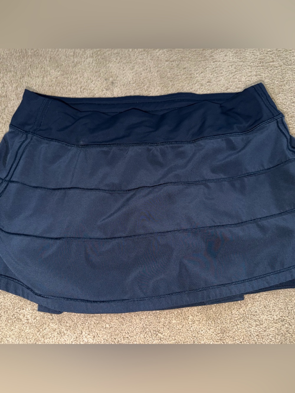 Lululemon Pace Rival Mid-Rise Skirt Skort Long Navy Blue Bike Shorts Size 10